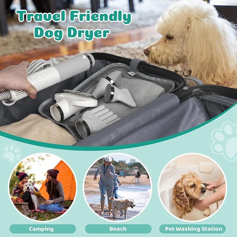 Dog Hair Dryer 5 In 1 Handheld Dog Dryer Pet Dog Blow Dryer With Temperature Adjustment For Home Travel US Plug - Image 8