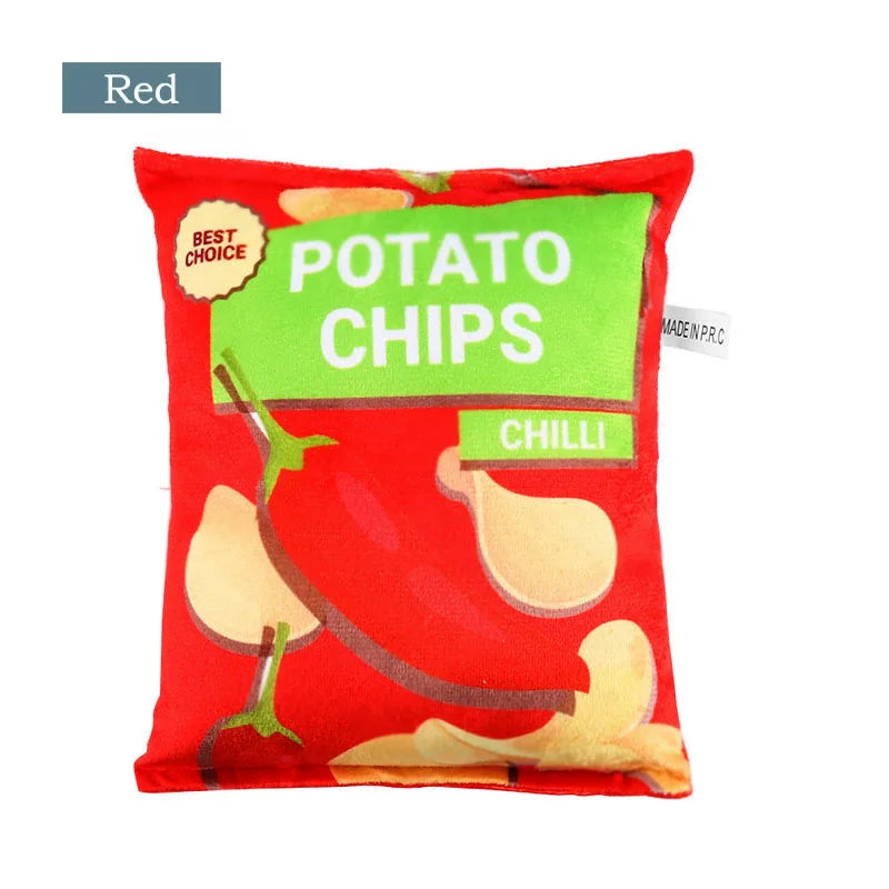 Funny Dog Toys - Crisps Plush Filled Squeaky Chew Toy, Bite-resistant with Sounding Paper for Small & Medium Pets - Image 3