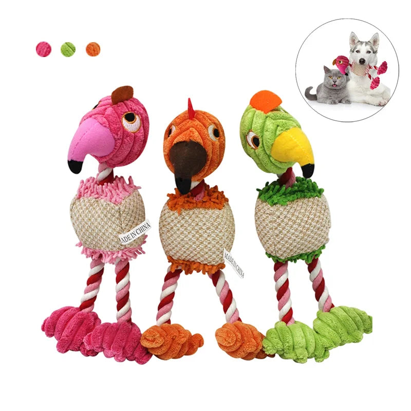 Funny Bird Shaped Plush Squeak Chew Ropes Toy - Interactive Dog Toys for Small & Large Pets - Image 5